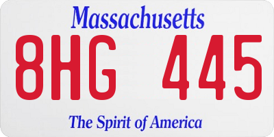 MA license plate 8HG445