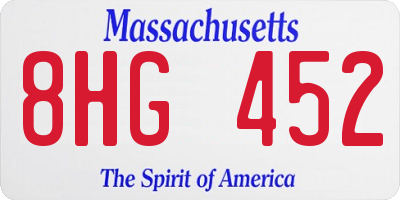 MA license plate 8HG452