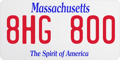 MA license plate 8HG800
