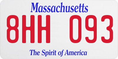 MA license plate 8HH093
