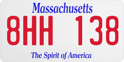 MA license plate 8HH138