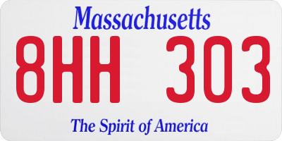 MA license plate 8HH303