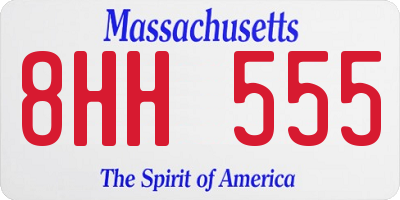 MA license plate 8HH555