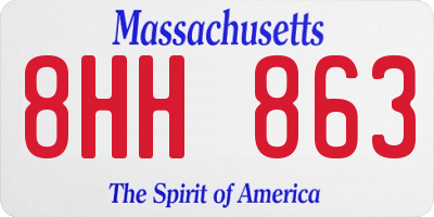 MA license plate 8HH863