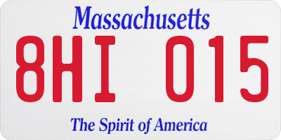 MA license plate 8HI015
