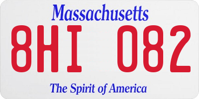MA license plate 8HI082