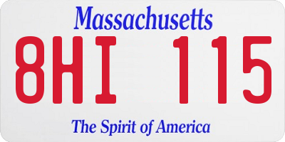 MA license plate 8HI115