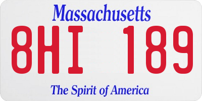 MA license plate 8HI189