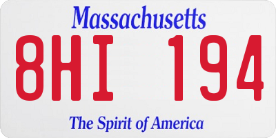 MA license plate 8HI194