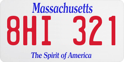 MA license plate 8HI321
