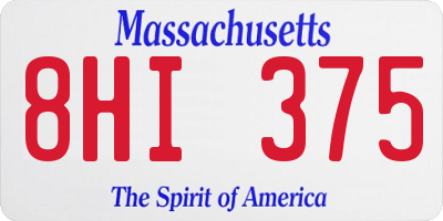 MA license plate 8HI375