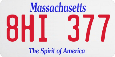 MA license plate 8HI377