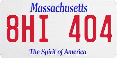 MA license plate 8HI404