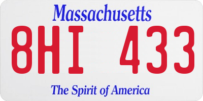 MA license plate 8HI433