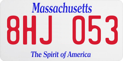 MA license plate 8HJ053