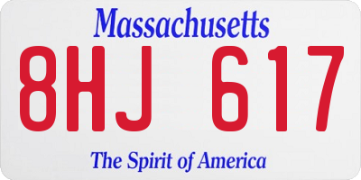 MA license plate 8HJ617