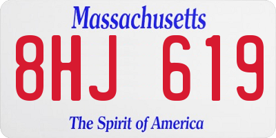 MA license plate 8HJ619