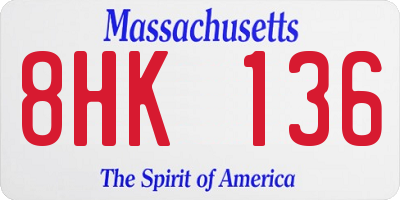 MA license plate 8HK136