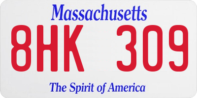 MA license plate 8HK309