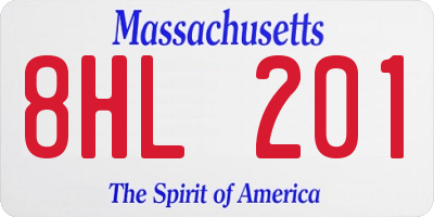 MA license plate 8HL201