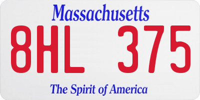 MA license plate 8HL375