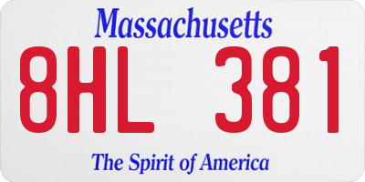 MA license plate 8HL381