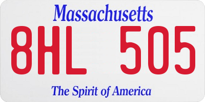 MA license plate 8HL505
