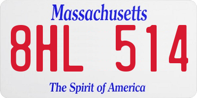 MA license plate 8HL514