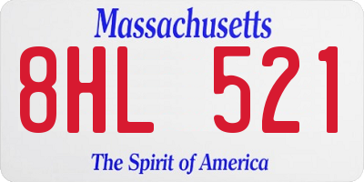 MA license plate 8HL521