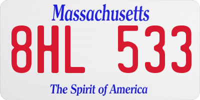 MA license plate 8HL533