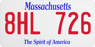 MA license plate 8HL726