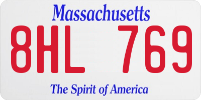 MA license plate 8HL769