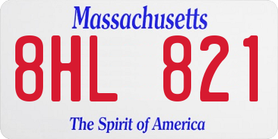 MA license plate 8HL821