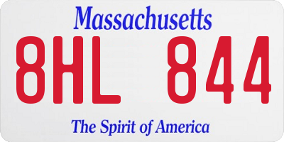 MA license plate 8HL844