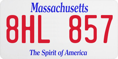 MA license plate 8HL857