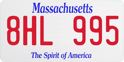 MA license plate 8HL995