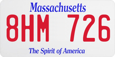 MA license plate 8HM726