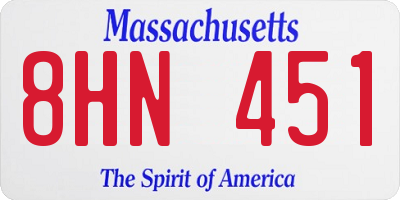 MA license plate 8HN451
