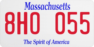 MA license plate 8HO055