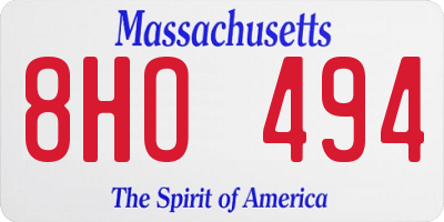 MA license plate 8HO494