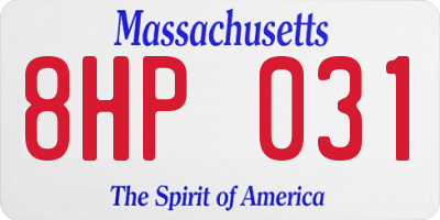 MA license plate 8HP031