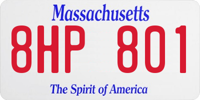 MA license plate 8HP801