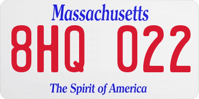 MA license plate 8HQ022