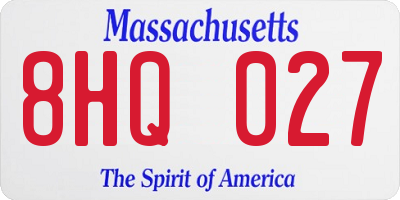 MA license plate 8HQ027