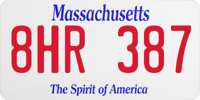 MA license plate 8HR387