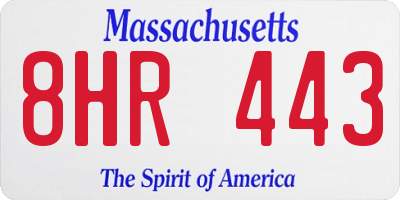 MA license plate 8HR443