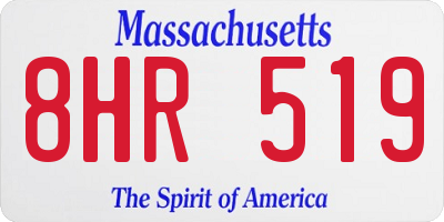 MA license plate 8HR519