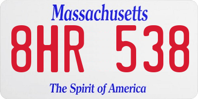 MA license plate 8HR538