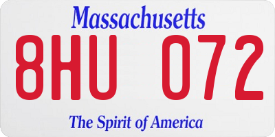 MA license plate 8HU072
