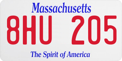 MA license plate 8HU205